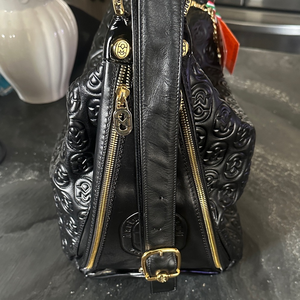 Marino Orlandi Black Leather Shoulder/Sling/Backpack Bag NWT